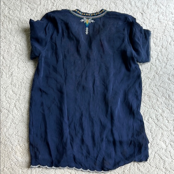 Johnny Was Navy Top with Colorful Embroidery - Picture 3 of 3